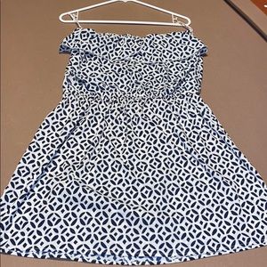 Strapless sundress Lightweight. Navy blue pattern